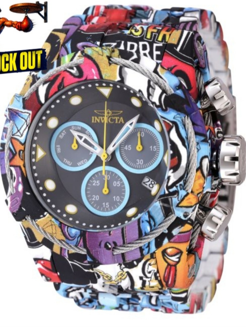 NEW Invicta Bolt Zeus Graffiti Hydroplated Steel Chronograph Watch